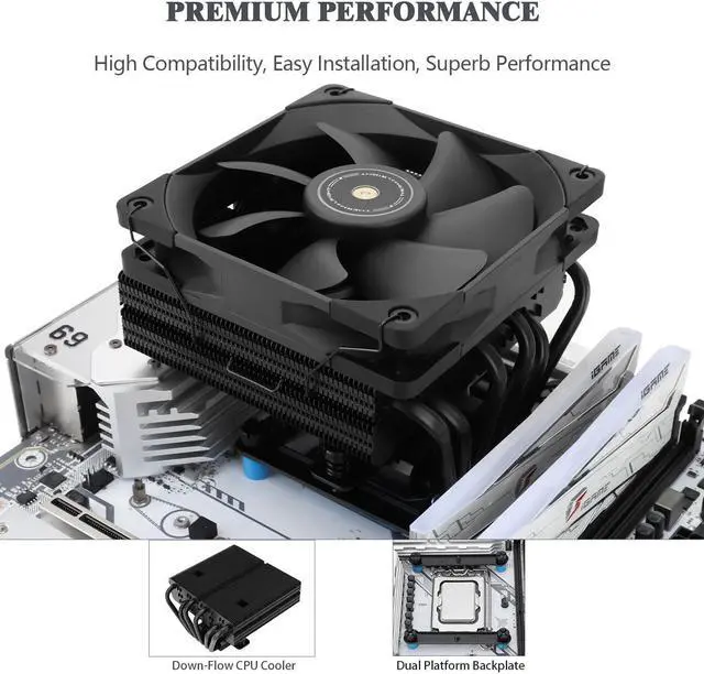 Alt view image 4 of 6 - Thermalright SI-100 BLACK CPU Cooler, 6 Heat Pipes, TL-E12B Quiet PWM Fan, AGHP 3.0 technology, Aluminium Heatsink Cover,For AMD AM4 AM5/Intel LGA1150/1156/1200/1700/2011, Downward Tower Cooler