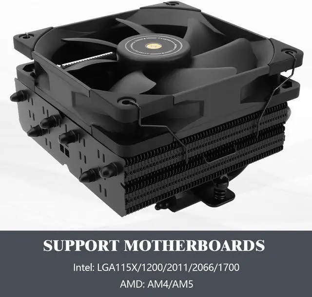 Alt view image 5 of 6 - Thermalright SI-100 BLACK CPU Cooler, 6 Heat Pipes, TL-E12B Quiet PWM Fan, AGHP 3.0 technology, Aluminium Heatsink Cover,For AMD AM4 AM5/Intel LGA1150/1156/1200/1700/2011, Downward Tower Cooler