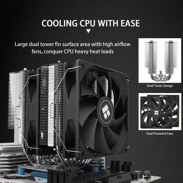 Alt view image 5 of 6 - Thermalright PS120SE CPU Air Cooler, 7 Heat pipes CPU Cooler,Dual 120mm TL-C12B V2 PWM Fan, AGHP 4.0 Technilogy, S-FDB Bearing, For AMD AM4 AM5/Intel 1700/1150/1151/1200, PC Cooler