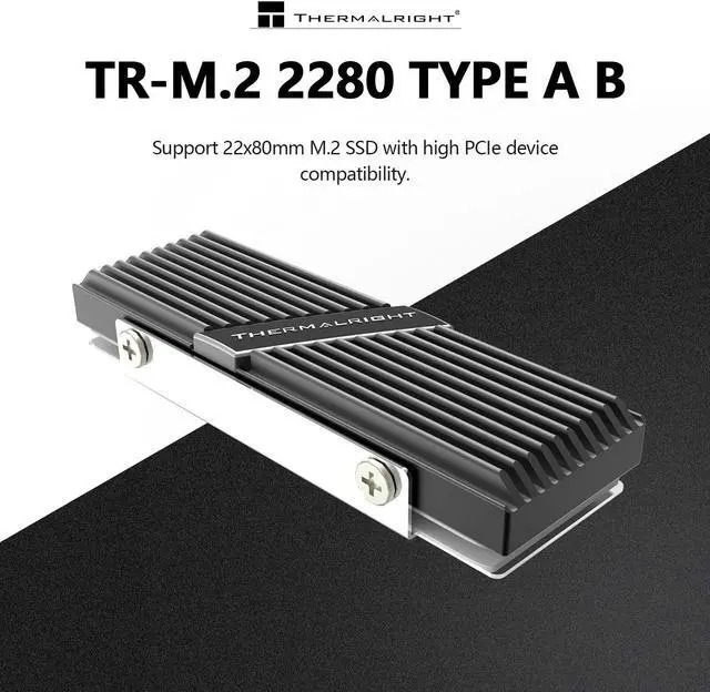 Alt view image 2 of 5 - Thermalright TR-M.2 2280 TYPE A B 2280 heatsink for SSD Cooling M.2 2280 heatsink Cooler, Aluminum, with 2 Thermal Conductivity, Desktop High Performance SSD Cooler, Black