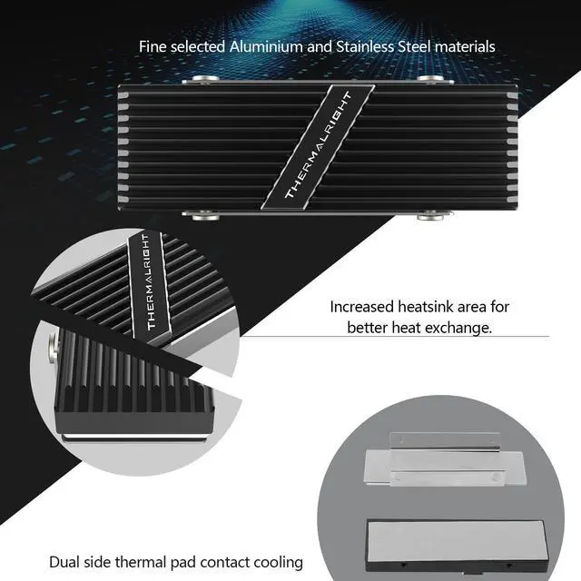 Alt view image 3 of 5 - Thermalright TR-M.2 2280 TYPE A B 2280 heatsink for SSD Cooling M.2 2280 heatsink Cooler, Aluminum, with 2 Thermal Conductivity, Desktop High Performance SSD Cooler, Black