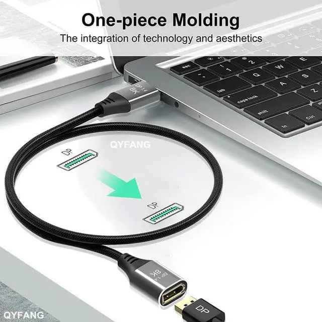 Alt view image 2 of 7 - AUBEAMTO 8K DisplayPort 1.4 Extension Cable 6.6Feet, DP to DP(Male to Female) Extension Cable,Male to Female,Supports 8K@60Hz,4K@144Hz High Speed 32.4Gbps HDCP 3D For Laptop/PC/Gaming Monitor/TV
