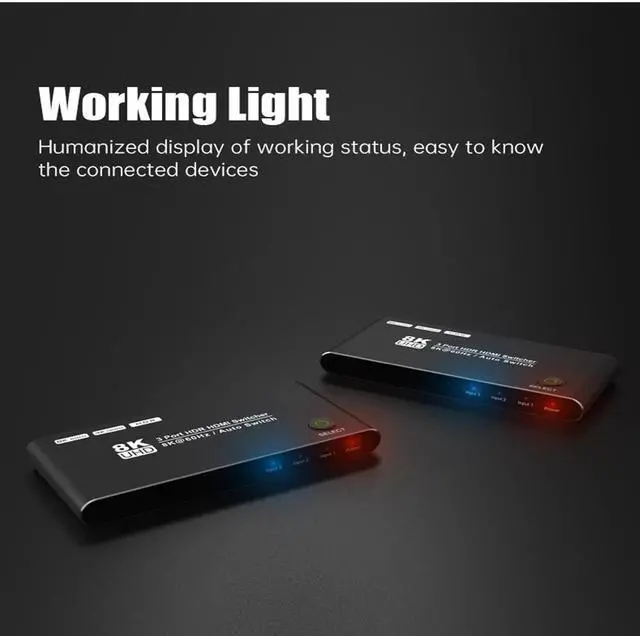 Alt view image 5 of 7 - AUBEAMTO 8K HDMI-compatible 3 in 1 Out Switcher Selector Box HD 2.1 Switch High Speed 48Gbps 8K@60Hz 4K@120Hz for PS5 Projectors Monitor