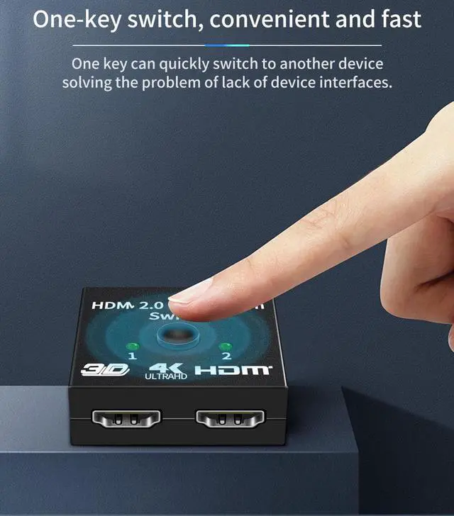 Alt view image 3 of 7 - HDMI Switcher, AUBEAMTO 4K HDMI Splitter 2 Ports Bi-Direction Manual Switch 2 x 1/1 x 2 HDMI Passthrough,No External Power Required-Supports HD 4K x 2K 1080P