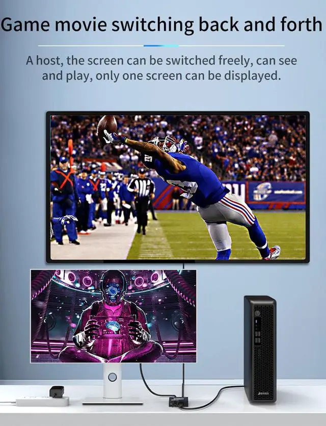 Alt view image 5 of 7 - HDMI Switcher, AUBEAMTO 4K HDMI Splitter 2 Ports Bi-Direction Manual Switch 2 x 1/1 x 2 HDMI Passthrough,No External Power Required-Supports HD 4K x 2K 1080P