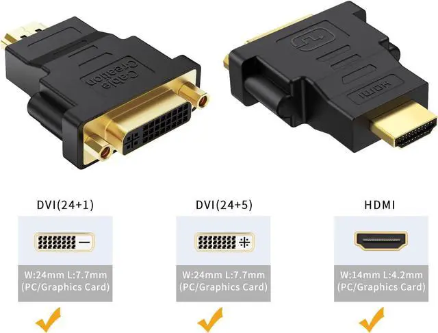 Alt view image 2 of 7 - HDMI to DVI Adapter, AUBEAMTO [2-Pack] Bi-Directional HDMI Male to DVI Female Converter, 1080P DVI to HDMI Conveter, 3D for PS3,PS4,TV Box,Blu-ray,Projector,HDTV
