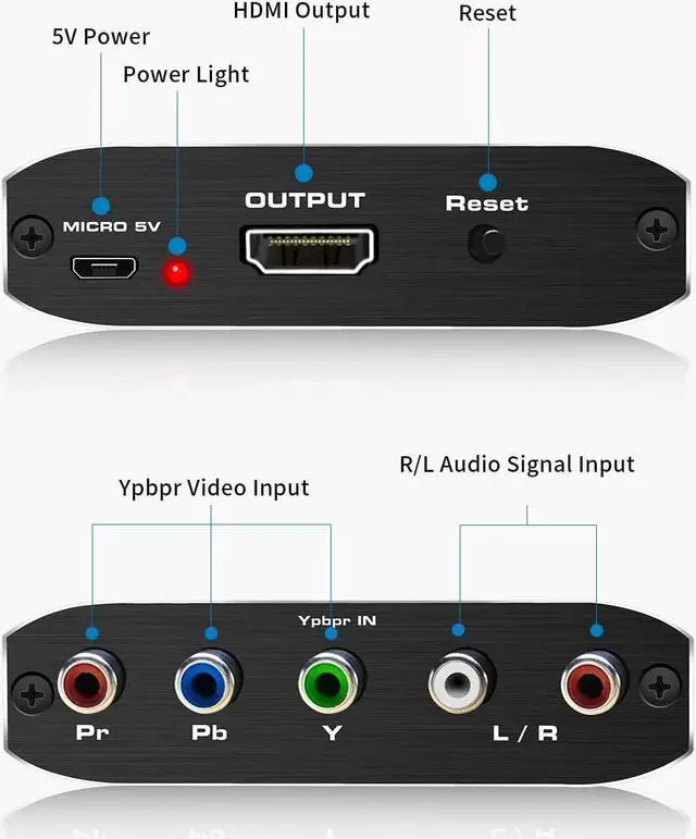 Alt view image 2 of 7 - Component to HDMI, YPbPr to HDMI Converter, AUBEAMTO 5RCA RGB to HDMI Converter Adapter, Supports 1080P Video Audio Converter Adapter HDMI V1.4 for DVD PSP Xbox PS2 N64 to HDTV Monitor and Projector