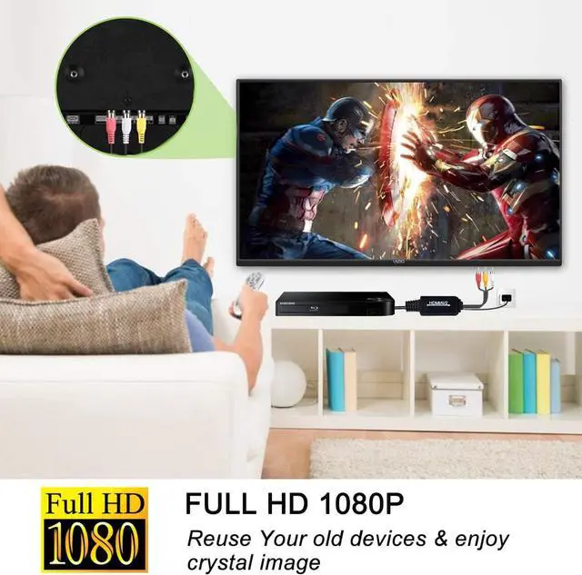 Alt view image 7 of 7 - HDMI to RCA Cable,AUBEAMTO HDMI to RCA Converter Adapter Cable, 1080P HDMI to AV 3RCA CVBs Composite Video Audio Supports for Amazon Fire Stick, Roku, Chromecast, PC, Laptop, Xbox, HDTV, DVD