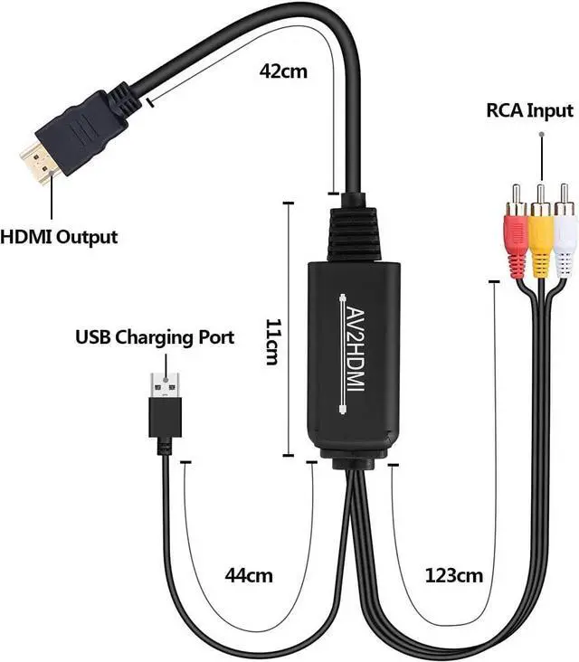 Alt view image 4 of 7 - RCA to HDMI Converter,AUBEAMTO RCA to HDMI Cable, AV 3RCA CVBS Composite Audio Video to 1080P HDMI Adapter Supporting PAL NTSC for PC Laptop Xbox PS3 PS4 TV STB VHS VCR Camera DVD Etc(Female to Male)