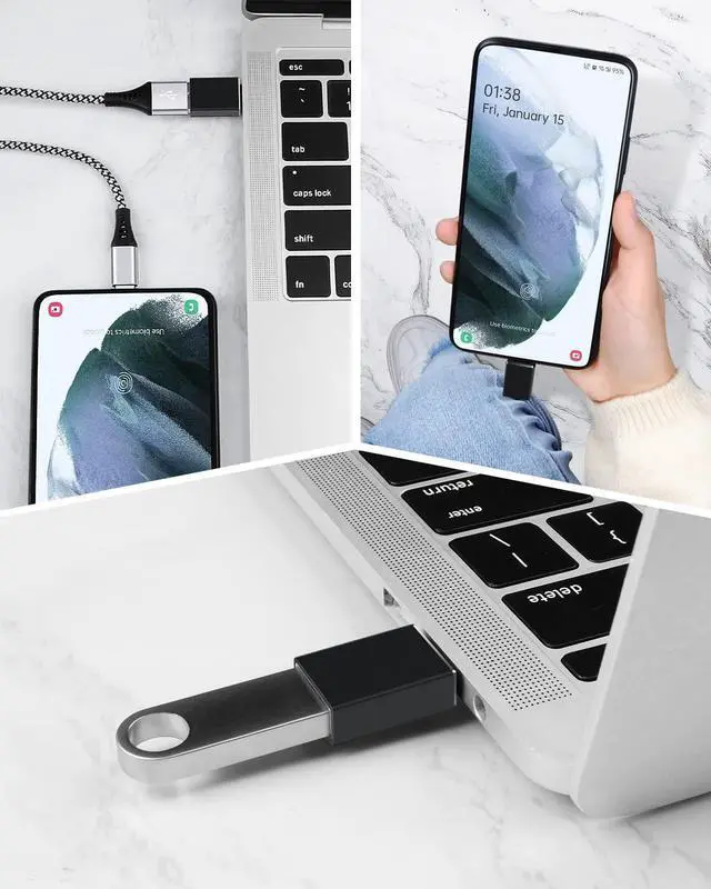 Alt view image 7 of 7 - 5Pack USB C to USB Adapters, Type C to USB 3.0 USBC Adapter Side by Side Male to USB 3.0 Female Typec Adaptor for MacBook Pro/Air 2021, iMac iPad Mini 6, Thunderbolt 3/4 Type C OTG Adaptador Converter