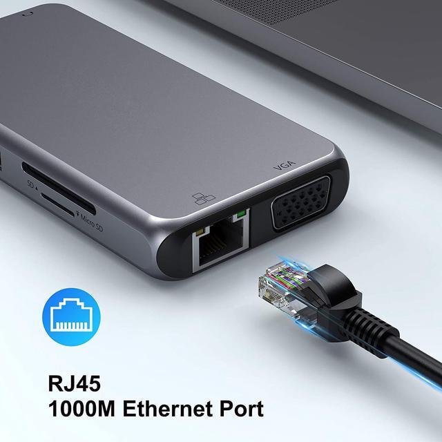 Alt view image 6 of 7 - USB C Hub Type C Multiport Adapter for MacBook Pro/Air,AUBEAMTO 10 in 1 Mac Dongle with HDMI, Ethernet, VGA, PD Port, 3 USB 3.0, SD/TF Card Reader and Mic/Audio for Windows Type C Laptops