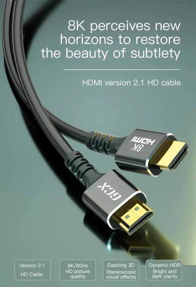 Alt view image 2 of 7 - 2-Pack 6.6FT 8k 60Hz/ HDMI HD Cable, Version 2.1 48Gbps 4K 120Hz For PS3/4/5 TV PC Monitor Connecting Cable HDMI Cable HD Data Cable 6.6 ft.