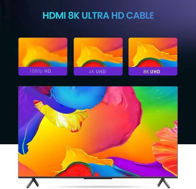 Alt view image 6 of 7 - 2PCS 8K HDMI 2.1 Cable 3.3ft,AUBEAMTO Certified 48Gbps Ultra High Speed HDMI Cable 8K60Hz, 4K120Hz eARC DTS:X HDR10+ HDCP 2.2&2.3 3D D.olby Atmos Compatible with Mac Gaming PC Soundbar PS5 Xbox