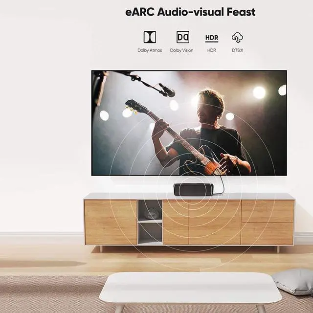 Alt view image 7 of 7 - New 8K HDMI-compatible Cable, 48Gbps 8K & 4K Ultra High Speed Cords(8K@60Hz 7680x4320, 4K@120Hz) eARC HDR10 HDCP 2.2 & 2.3 3D, Compatible for PS5/PS4/X-Box/Roku TV/HDTV/Blu-ray, 10 ft, 2-Pack