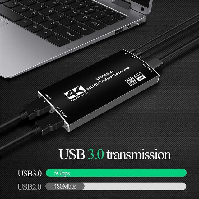 Alt view image 4 of 7 - Upgraded USB3.0 HDMI 4K 60Hz Video Capture,AUBEAMTO HDMI to USB3.0, 4K@30fps 1080p60fps Video Capture Card Dongle Game Streaming Live Stream Broadcast Support HDR, EDID, HDCP2.2 with MIC&Audio
