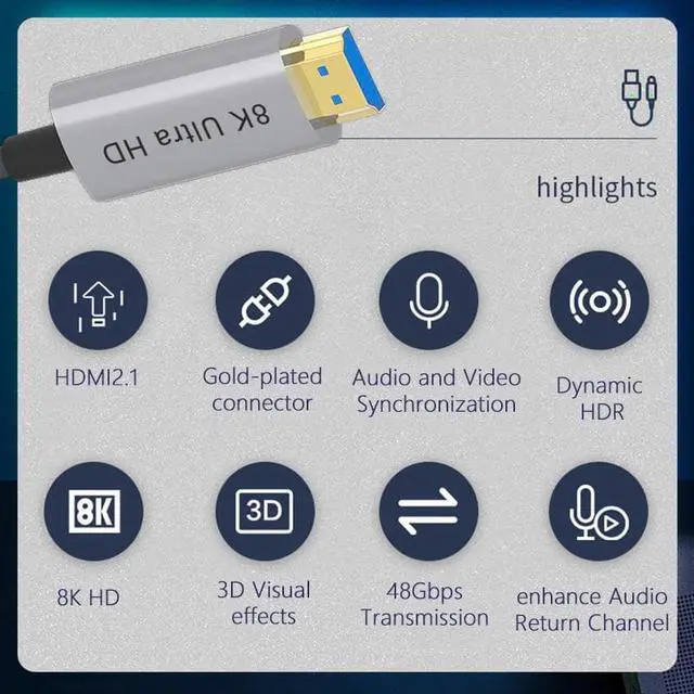 Alt view image 2 of 7 - AUBEAMTO 8K 60HZ Optical Fiber Cable HDMI-compatible 2.1 Extension Cable  8K@60Hz 4K@120Hz HDCP 2.2&2.3, eARC,HDR10, Dynamic HDR -  HDMI Splitter Video Cable for TV BOX/Projector - 30 ft.