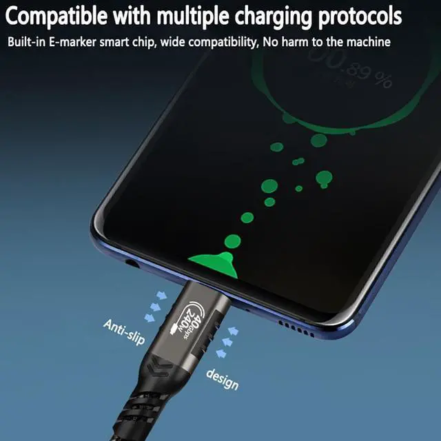 Alt view image 5 of 7 - 240W USB4 Cable 1.64FT, 8K PD3.1 USB Type C Fast Charging Cable, Support 8K/6K@60Hz & 40Gbps Transfer USB 4.0 Video Cord for Thunderbolt 3/4, MacBook Pro/Air, Samsung S22, eGPU, Docking, GaN Charger