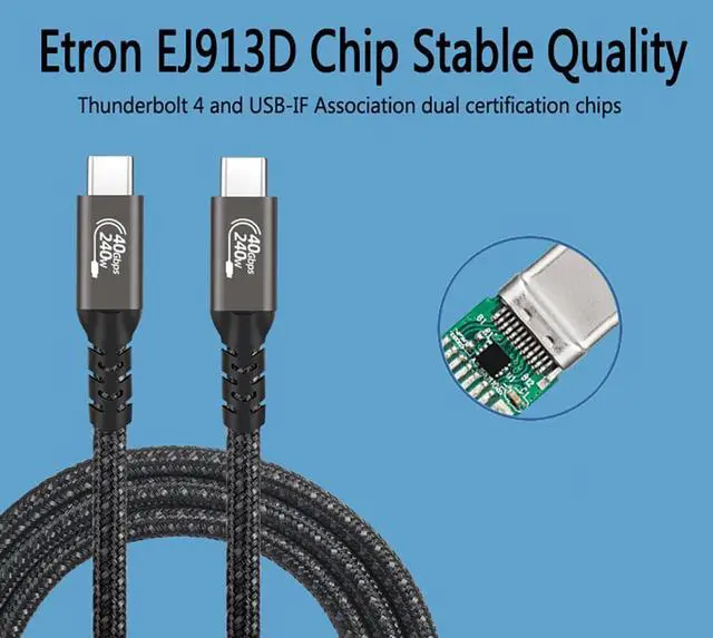 Alt view image 3 of 7 - 240W USB4 Cable 1.64FT, 8K PD3.1 USB Type C Fast Charging Cable, Support 8K/6K@60Hz & 40Gbps Transfer USB 4.0 Video Cord for Thunderbolt 3/4, MacBook Pro/Air, Samsung S22, eGPU, Docking, GaN Charger