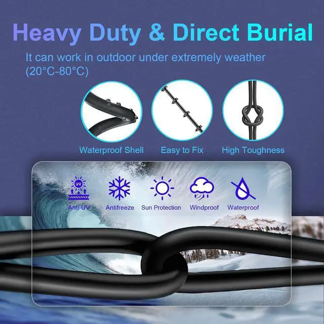 Alt view image 5 of 7 - Cat 8 Ethernet Cable 10ft (2 Pack), Outdoor&Indoor, High Speed 26AWG Internet Cable 40Gbps 2000Mhz, Shielded Direct Burial RJ45 Network Cable,Weatherproof&UV Resistant Cable for Gaming/Router/Modem
