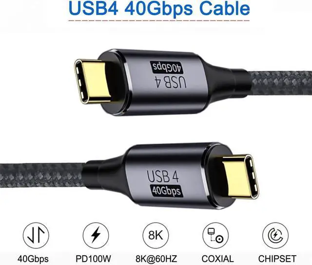 Alt view image 2 of 7 - AUBEAMTO USB4 Cable 40Gbps,100W Fast Charging,Compatible with Thunderbolt 4 3 and Type-c,8K @60Hz,for USB C Laptop, Smartphone, External SSD,eGPU,Docking Station,3Ft (2 Pack)