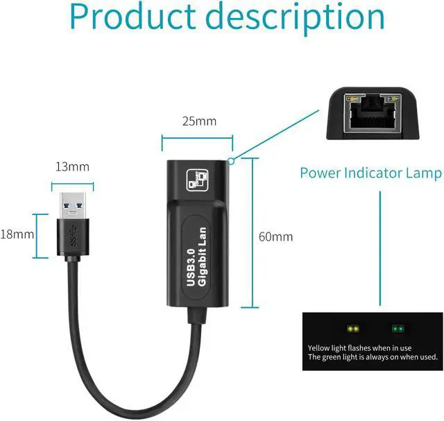 Alt view image 3 of 7 - AUBEAMTO Plug & Play USB to Ethernet Adapter Laptop PC Gigabit Ethernet LAN Network Adapter (USB 3.0 to Gigabit Ethernet, Ethernet to USB, Ethernet Adapter for Laptop) Supporting 10/100/1000Mbps