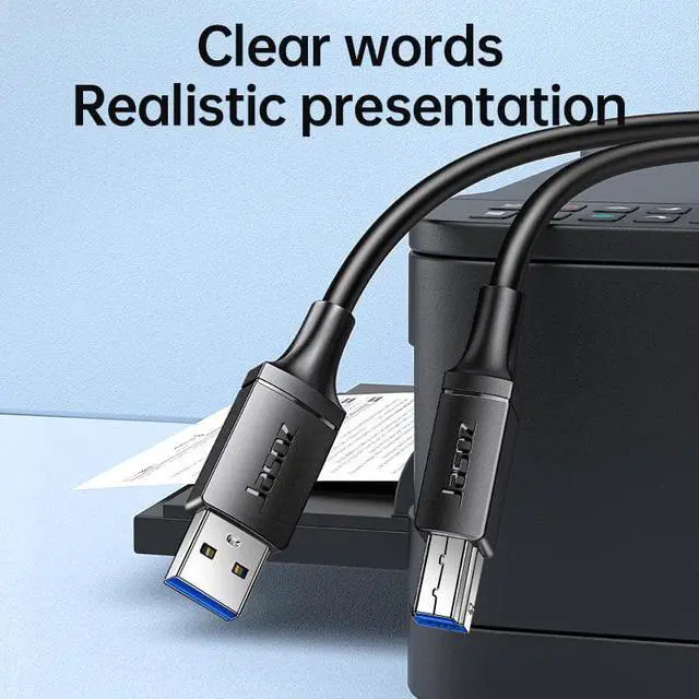 Alt view image 5 of 7 - USB Printer Cable 2-PACK, USB-A Male to USB-B 3.0 Male USB 3.0 Type B Upstream Cord Label Scanner Printer Cable for Docking Station, External Hard Drivers, Scanner, Printer and More - 10FT