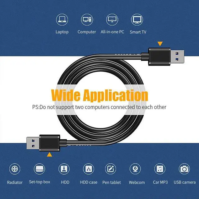 Alt view image 4 of 7 - 3 Pack USB 3.0 A to A Male Cable [10FT+10FT+10FT], USB 3.0 to USB 3.0 Cable USB Male to Male Cable Double End USB Cord Compatible with Hard Disk, Cameras,Laptop Cooler, DVD Player and More