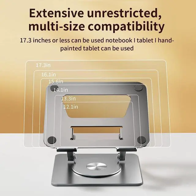 Alt view image 4 of 7 - AUBEAMTO Ultra-Stable Swivel Laptop Stand for Desk,Adjustable Height Aluminum Computer Stand with 360 Rotating Base Compatible with MacBook Air/Pro and All 10-17.3 Laptops for Office Home - Black