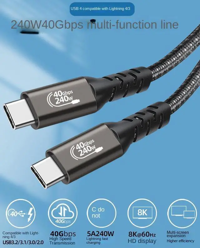 Alt view image 2 of 7 - USB 4 Cable 5 ft [USB-IF Certified], AUBEAMTO 40Gbps USB 4 Cable Supports 8K HD Display, 40 Gbps Data Transfer, 240W Charging USB C to Type-C Cable, for Laptop, Hub, Docking, and More