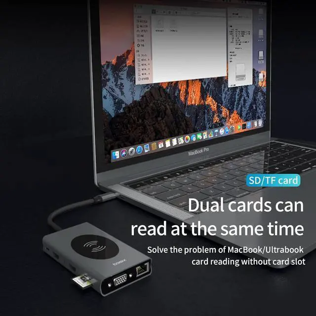 Alt view image 7 of 7 - 14 in 1 USB C Wireless Charging Docking Station Dual Monitor,AUBEAMTO Dual HDMI Adapter Triple Display USB C Hub with VGA, Gigabit Ethernet, 100W PD, 5 USB Ports, SD/TF Card Reader Audio