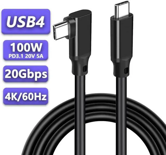 Main image of USB C to USB C Cable 3.3FT/1Pack,Right Angle Type-C/USB C 3.2 Gen 2 20Gbps Cablee 4K@60Hz UHD Video Monitor Cable 100W PD Fast Charging Cable.for Oculus Quest, MacBook Pro,AR,Switch,Phone 15,Laptops