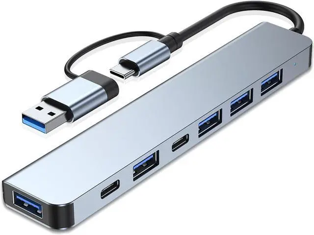 Main image of AUBEAMTO Aluminum 7 in 1 USB-A/USB-C Hub with USB 3.0, 4*USB 2.0,2*USB-C Ports for MacBook Pro Air and More Devices