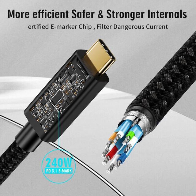 Alt view image 2 of 7 - AUBEAMTO USB4 Cable 6.6FT, with Thunderbolt 5 Cable, 240 W Charging Cable, 80 Gbps Data Cable, gen4 cable,16K@60Hz 4K120Hz HDR, USB C to USB C Cable, for Hub, Dock, M2, M3, SSD, Laptops, Monitor