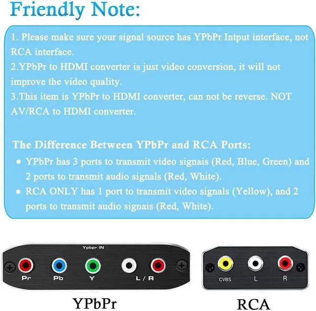 Alt view image 7 of 7 - AUBEAMTO Component to HDMI Video Converter, Ypbpr to HDMI Scaler, Component Video + R/L Audio Inpu to HDMI Output Converter Adapter for DVD PSP Xbox PS2 N64 to HDTV Monitor and Projector