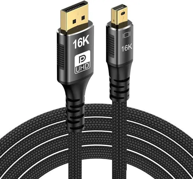 Main image of AUBEAMTO Mini DisplayPort to DisplayPort 2.1 Cable, DP 2.1,Bi-Directional Transmission DisplayPort to Mini DP ,16K@60Hz,8K@120Hz, 4K@240Hz G-Sync FreeSync Thunderbolt 2 for MacBook - 3.3FT