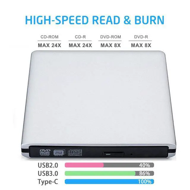 Alt view image 3 of 7 - AUBEAMTO Aluminum External DVD Drive USB 3.0 USB C CD Burner CD/DVD +/-RW Optical Drive, Slim Portable DVD CD ROM Rewriter Writer Duplicator for Laptop Desktop PC Windows 11/10/8/7 MacBook Mac Linux