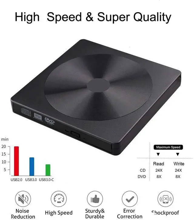 Alt view image 5 of 7 - AUBEAMTO External CD DVD Drive for Laptop, USB 3.0 Type-C Ultra Slim 13mm DVD Player Portable CD DVD +/-RW Drive CD Burner Reader Writer Recorder for Desktop PC Windows 11/10/8/7 Linux Mac OS (Black)
