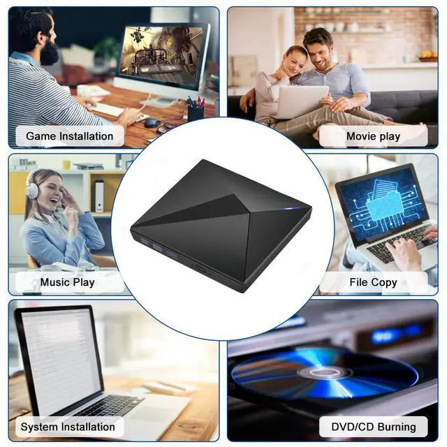 Alt view image 7 of 7 - AUBEAMTO CD/DVD Drive for Laptop/PC, USB 3.0 Type-C Portable Player for Computer CD DVD +/-RW Disk Drive CD Burner Writer Reader Compatible with Desktop Windows macOS (USB3.0&Type C Interface)