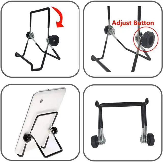 Alt view image 2 of 7 - Adjustable Tablet Stand Holder 2 Pack Non-Slip Foldable Holder Cradle Fit for 9-12.9 Tablets iPad  and Kindle Fire Display Stand Picture Frame Stand for Photos (2 Large Black)