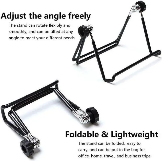 Alt view image 3 of 7 - Adjustable Tablet Stand Holder 2 Pack Non-Slip Foldable Holder Cradle Fit for 9-12.9 Tablets iPad  and Kindle Fire Display Stand Picture Frame Stand for Photos (2 Large Black)