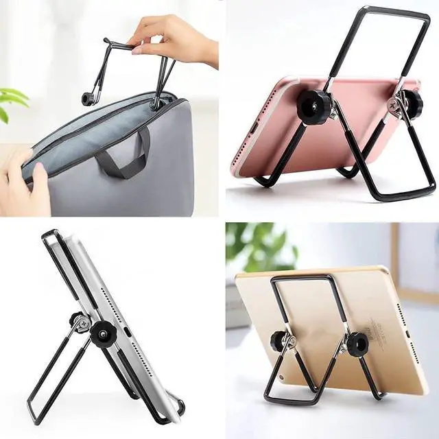 Alt view image 6 of 7 - Adjustable Tablet Stand Holder 2 Pack Non-Slip Foldable Holder Cradle Fit for 9-12.9 Tablets iPad  and Kindle Fire Display Stand Picture Frame Stand for Photos (2 Large Black)