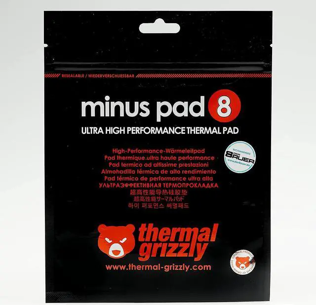 Alt view image 3 of 5 - Thermopad Thermal Grizzly Minus Pad 8 - Silicone, Self-Adhesive, Thermally Conductive Thermal Pad - Conducts Heat and Cools The Heating Elements of The Computer or Console (30 × 30 × 0,5 mm)