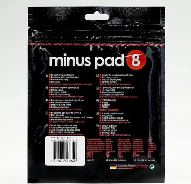 Alt view image 4 of 5 - Thermopad Thermal Grizzly Minus Pad 8 - Silicone, Self-Adhesive, Thermally Conductive Thermal Pad - Conducts Heat and Cools The Heating Elements of The Computer or Console (120 × 20 × 1,5 mm)