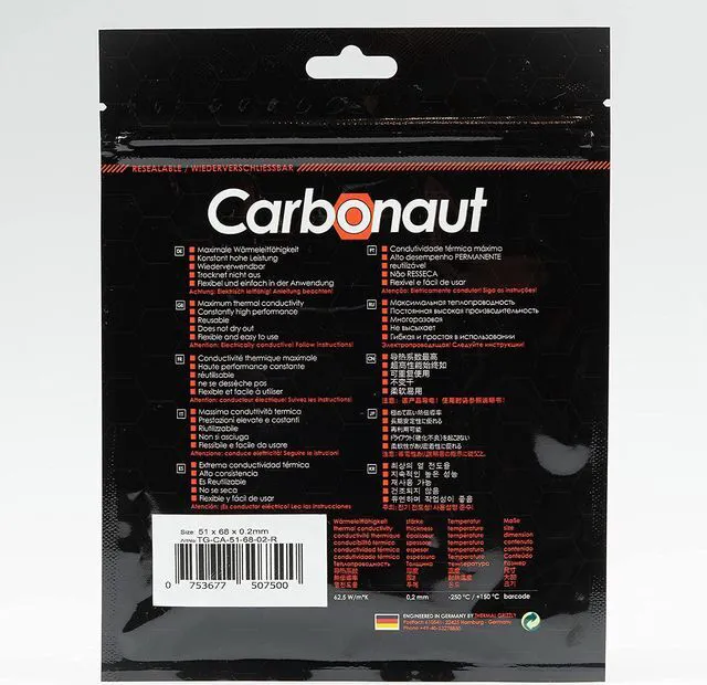 Alt view image 4 of 8 - Thermal Grizzly Carbonaut - Carbon Thermal Pad - Non-Adhesive, Flexible and Reusable - Very High Thermal Conductivity - Conducts Electricity (51 x 68 x 0.2 mm)
