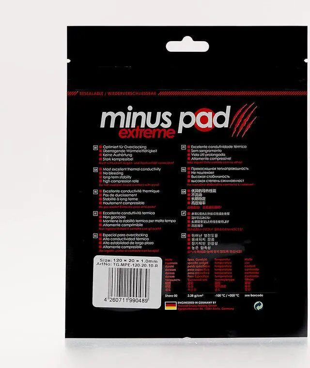 Alt view image 5 of 6 - Thermal Grizzly TG-MPE-120-20-10-R  Minus Pad Extreme 120 x 20 x 1.0 mm