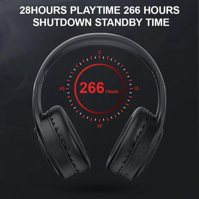 Alt view image 5 of 7 - Bluetooth Headphones Over-Ear, 40 Hours Playtime Foldable Lightweight Wireless Headphones Hi-Fi Stereo with , Bass Adjustable Headset with Built-in HD Mic for PC/Smartphone