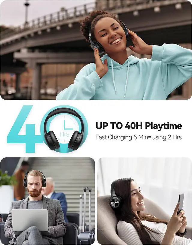 Alt view image 6 of 7 - Kids Wireless Bluetooth Headphones, Siindoo Kids Headphones with MIC, 40H Playtime, Bluetooth 5.0 & Stereo Sound, Foldable, Adjustable Headband, Childrens Headphones for iPad Tablet Home School