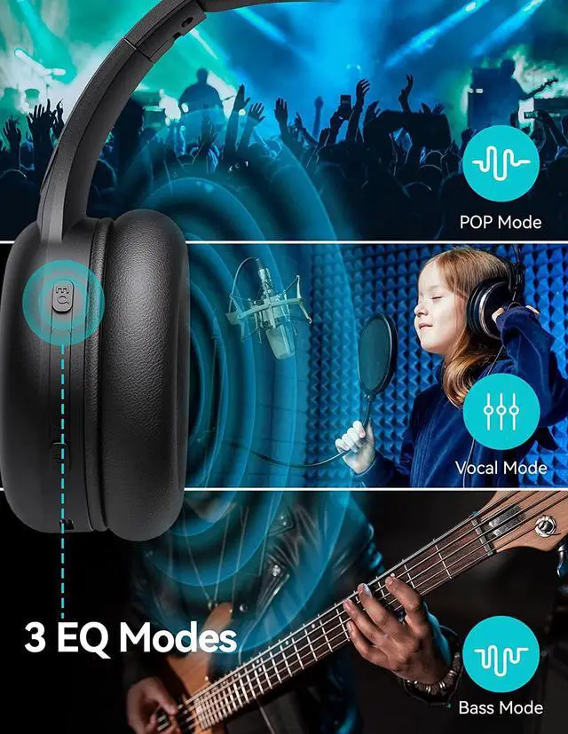 Alt view image 5 of 7 - Kids Wireless Bluetooth Headphones, Siindoo Kids Headphones with MIC, 40H Playtime, Bluetooth 5.0 & Stereo Sound, Foldable, Adjustable Headband, Childrens Headphones for iPad Tablet Home School