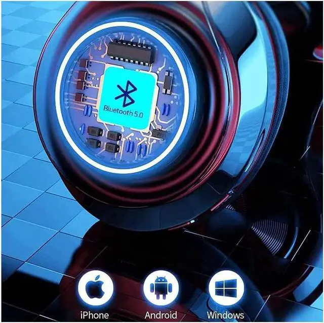 Alt view image 5 of 7 - Wireless Bluetooth Headphones Over Ear, 40 Hours Playtime and Fast Charge Wireless Headphones with RGB Light, Built-in Mic, Deep Bass, Stereo Bluetooth Headset for Adults Kids School Travel Home Offic