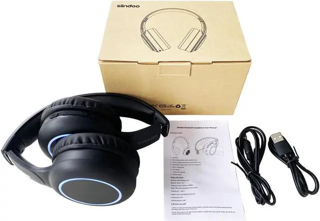 Alt view image 7 of 7 - Wireless Bluetooth Headphones Over Ear, 40 Hours Playtime and Fast Charge Wireless Headphones with RGB Light, Built-in Mic, Deep Bass, Stereo Bluetooth Headset for Adults Kids School Travel Home Offic